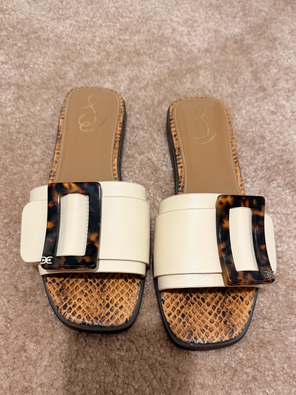 Sam Edelman Inez Ivory and Tortoise slide sandal